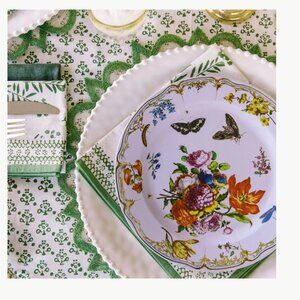 NEW Merritt China Beaded Pearl 14” Charger Plates Set 6 White Scalloped